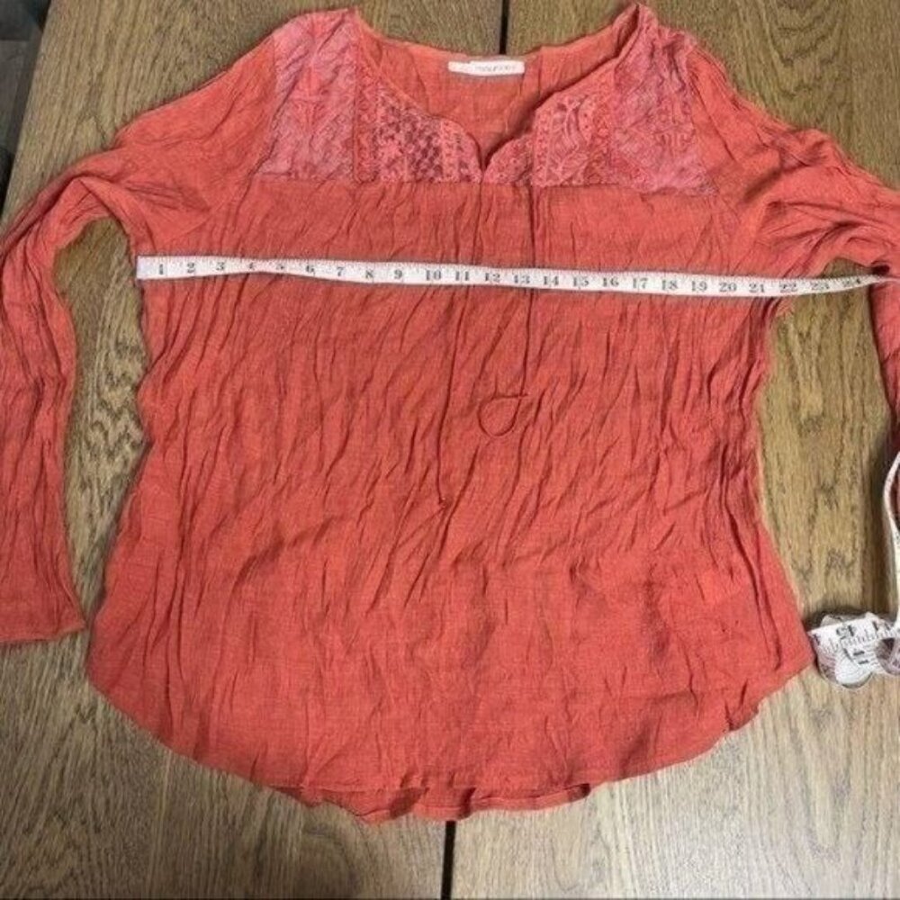 Maurices Burnt Orange Long Sleeve Top w/ Lace - Picture 6 of 9
